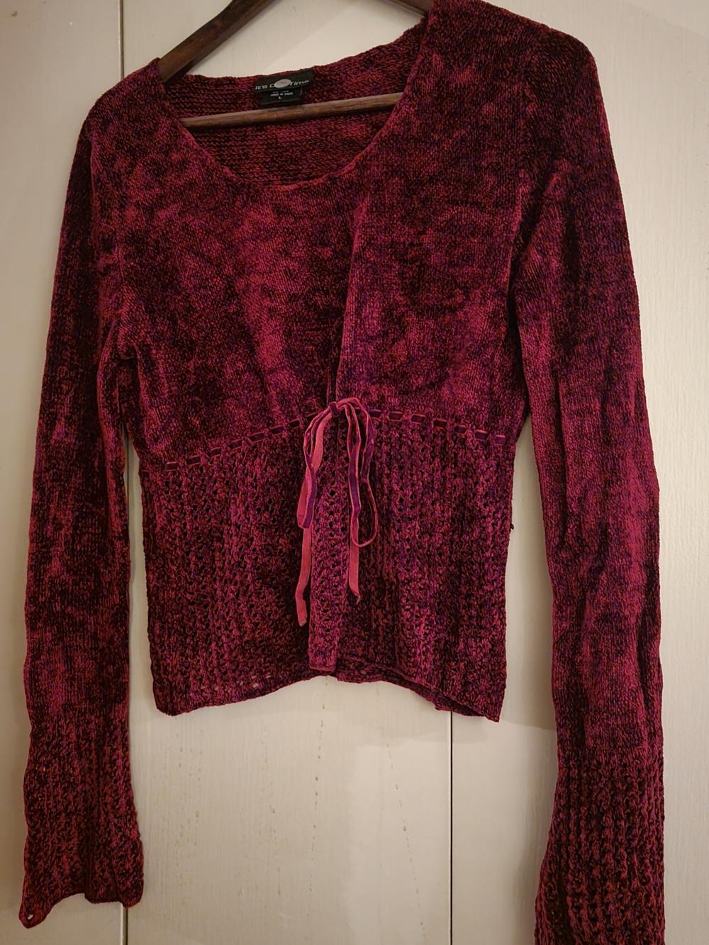 It's Our Time Plum Tie-Front Chenille Cardigan Sweater